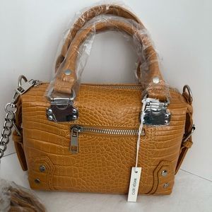 Urban Outfitters Crossbody Handbag Croc texture Vegan Leather Honey Gold